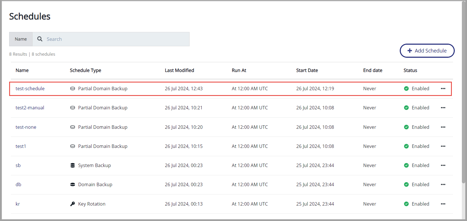 Create Backup Schedule