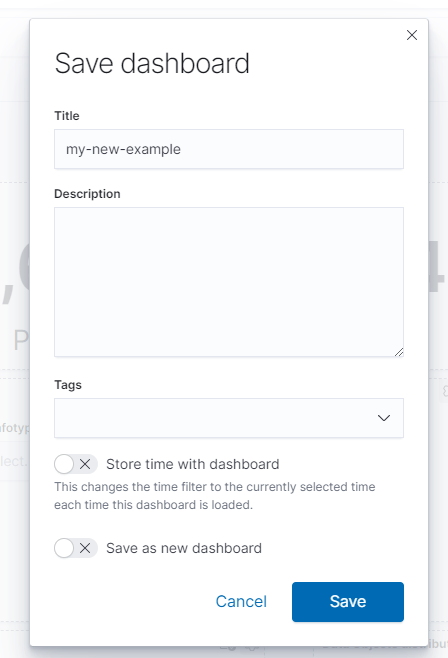 ELK dashboard title changed popup