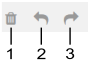 Action icons, numbered 1 through 3 left to right