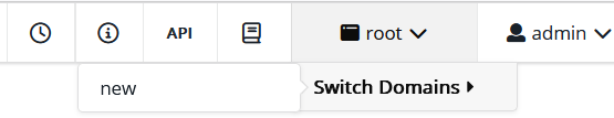 Switch domains button in upper right corner