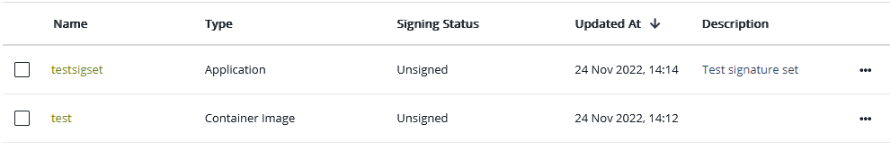 Signature Sets List