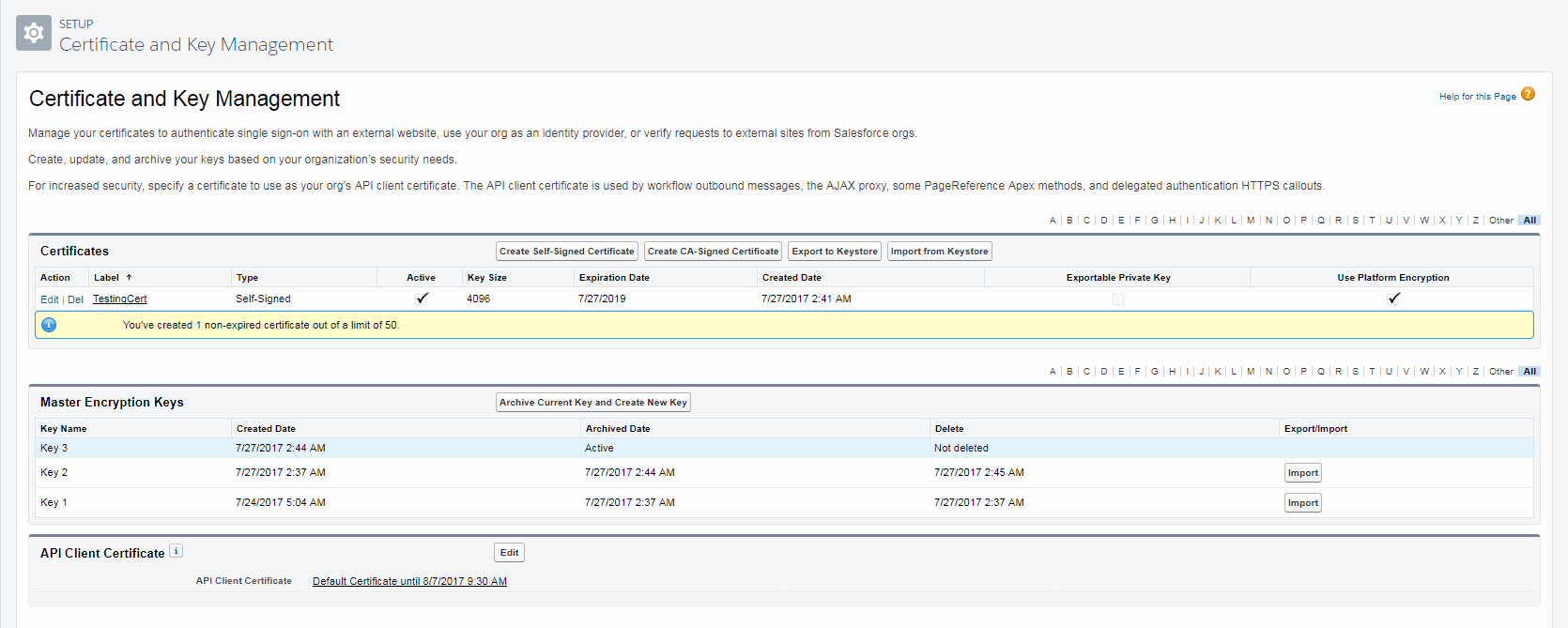 Certificate and Key Management