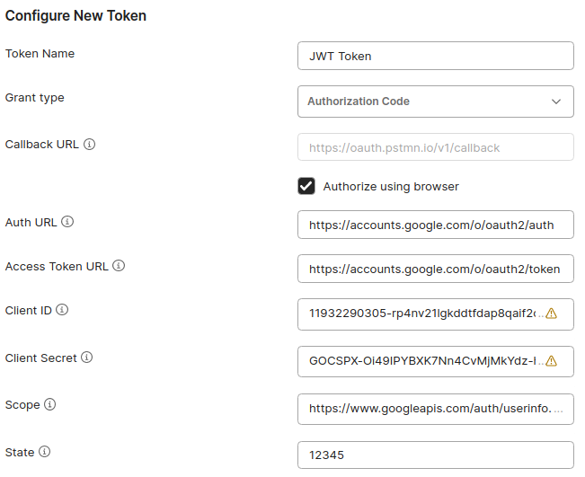 Configure New Token