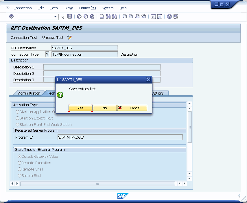 SAPTM Dialog Box