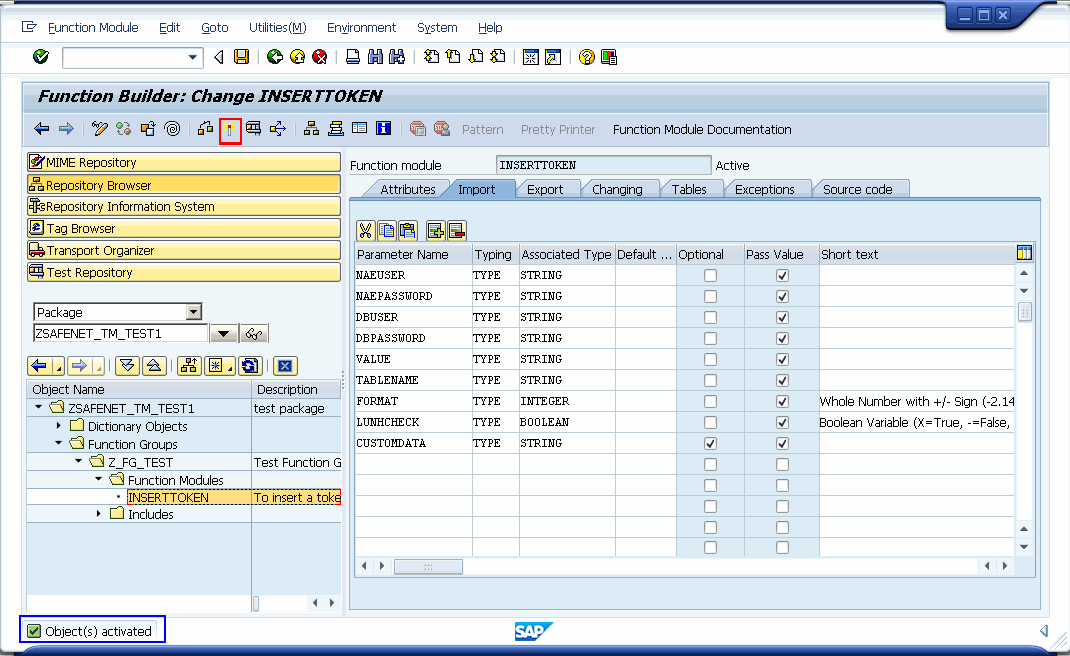 SAPTM Insert Token