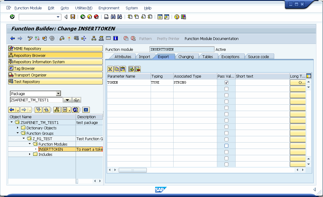 SAPTM Output Parameters