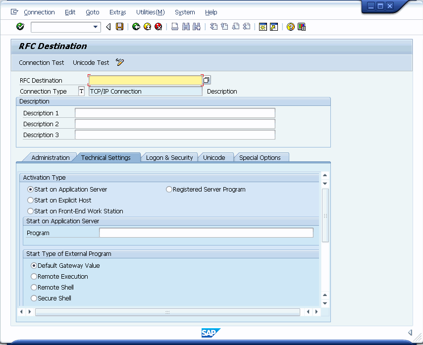 SAPTM RFC Destination