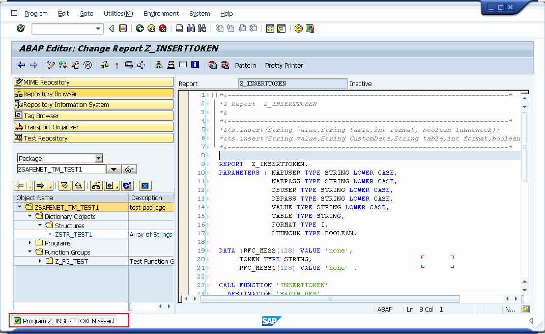 SAPTM Save Status