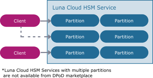 Multiple partitions per Luna Cloud HSM service.