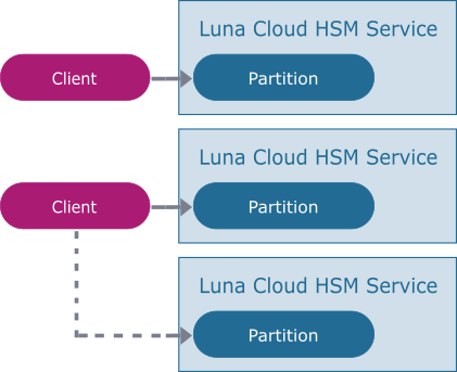 Single partition per Luna Cloud HSM service.