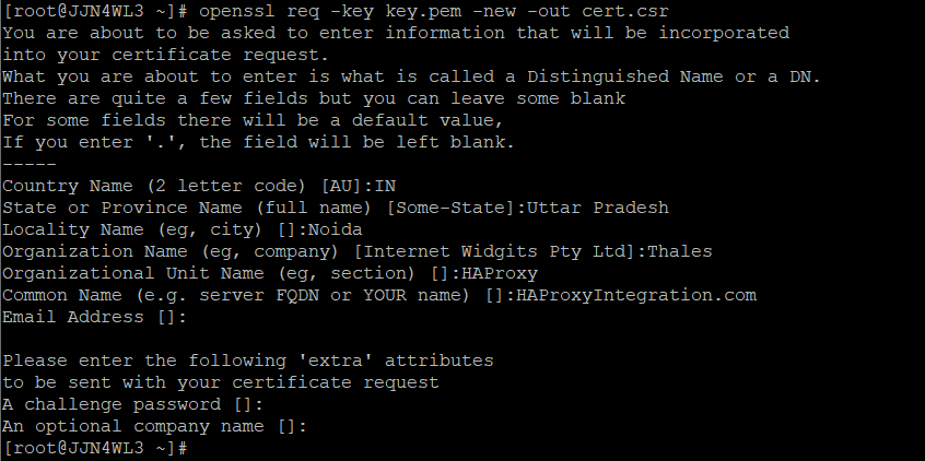 openssl req Certificate Signing Request Prompts alt text