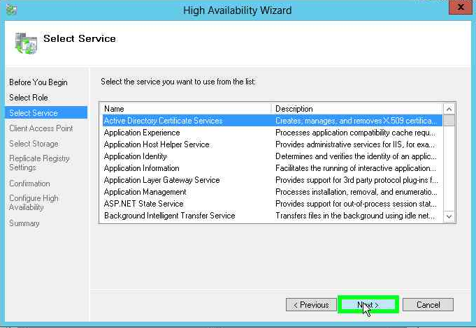 Select Active Directory Certificate Services alt text