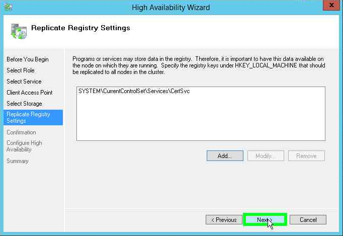 Add the CertSvc registry key alt text