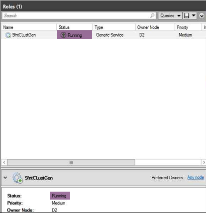 Verify that the role status is Running alt text