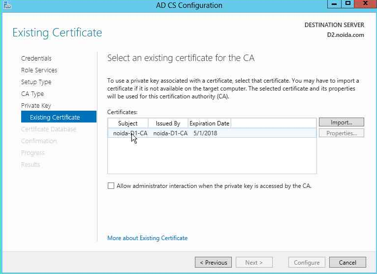 Select the CA certificate alt text