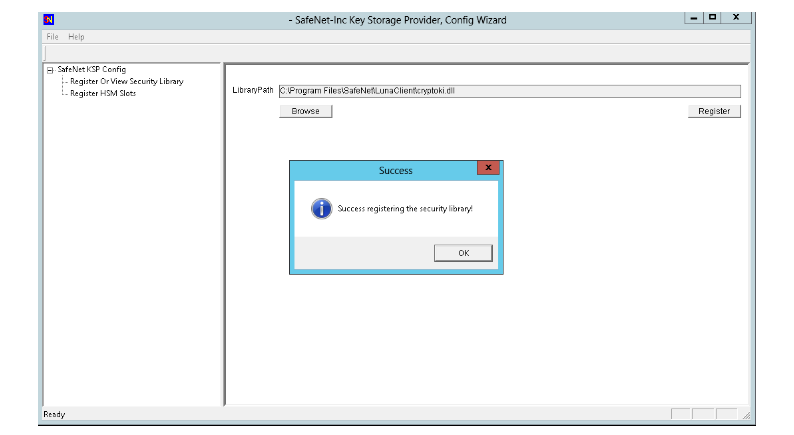 The security library is registered alt text