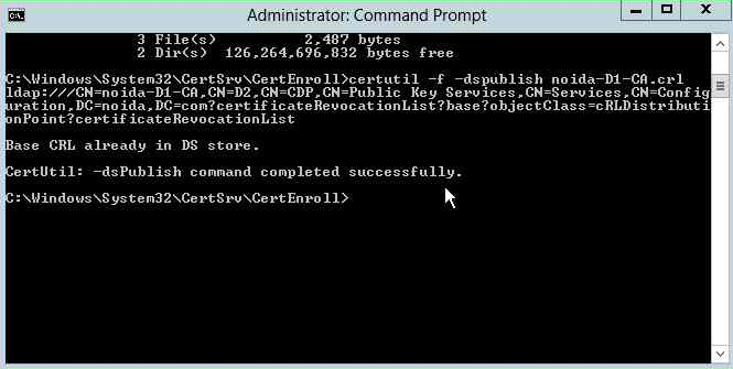 Publish the CRL to Active Directory alt text