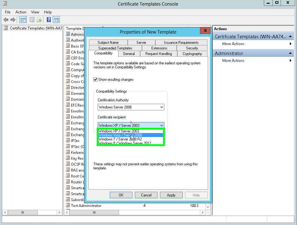 Select Windows Server 2016 for both compatibility settings alt text
