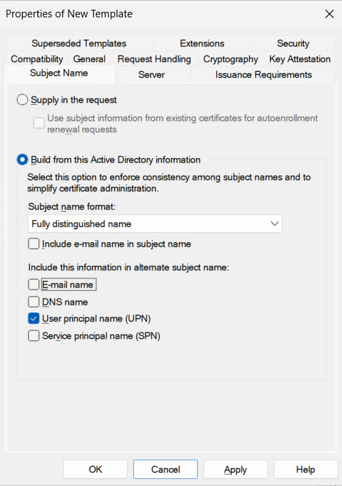 Save the certificate template alt text