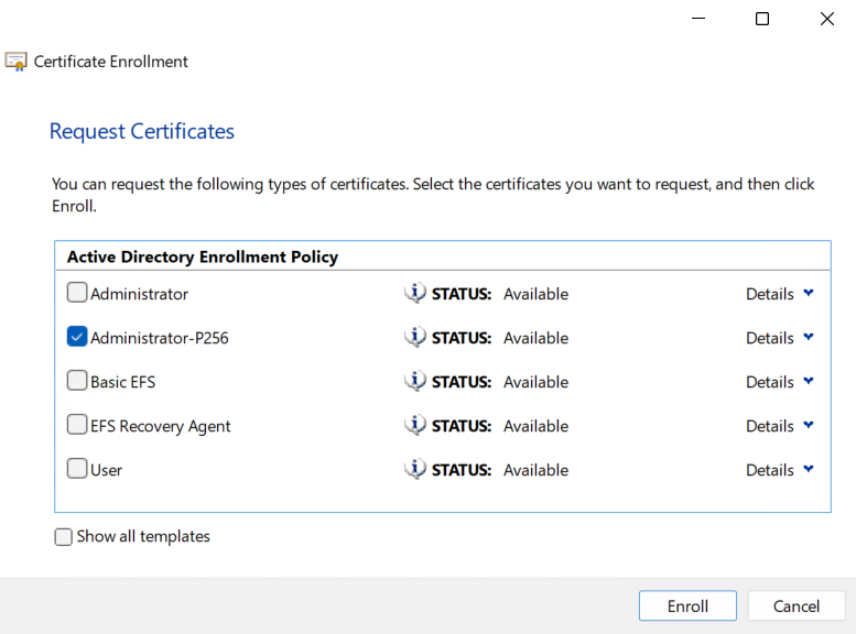 Select the template and click Enroll alt text