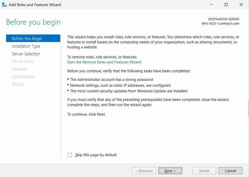 Click Next on the Before you begin page alt text