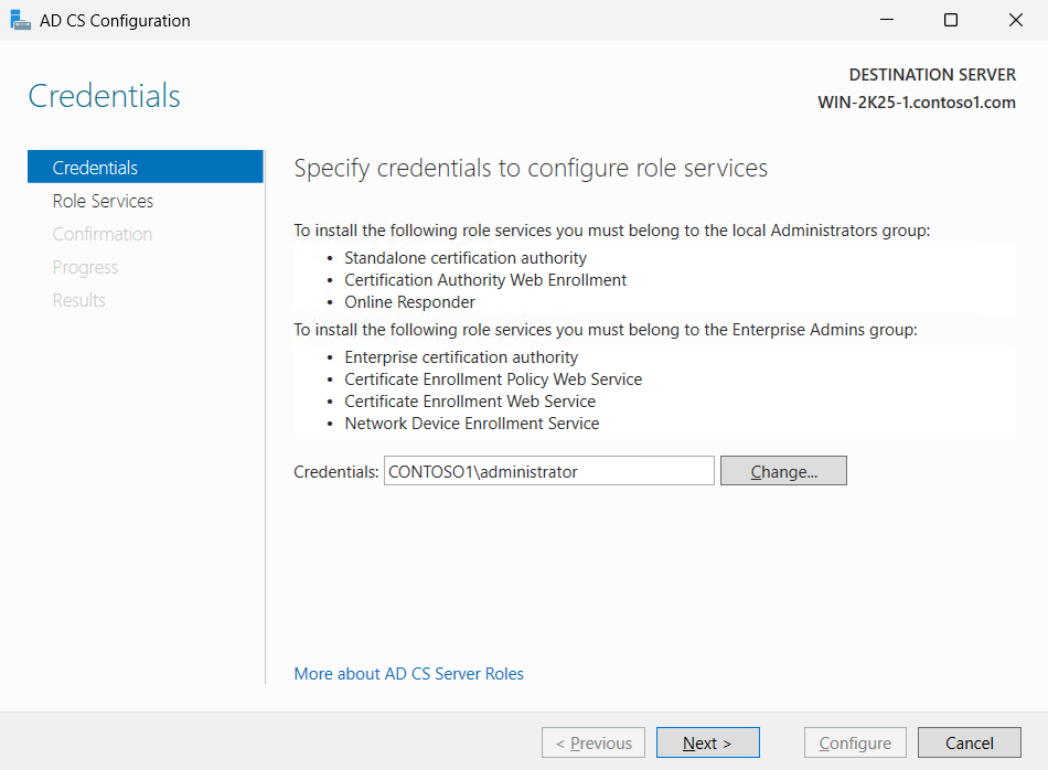Click Next on the Credentials page alt text