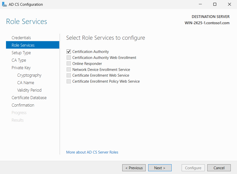 Select Certification Authority and click Next alt text