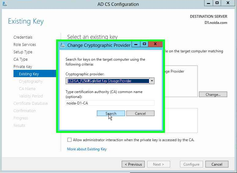 Select the SafeNet Key Storage Provider entry alt text