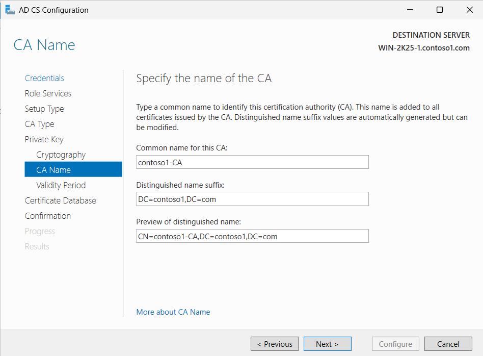 Type a common name for the CA alt text