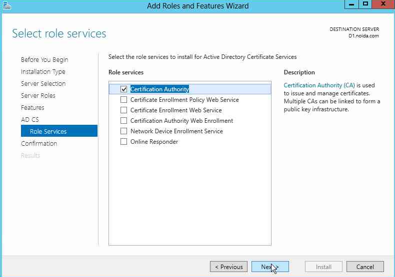 Select Certification Authority alt text