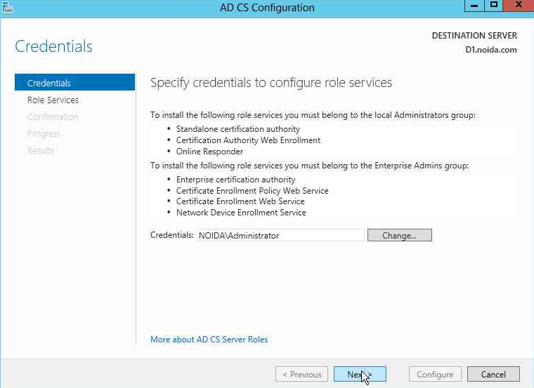 Click Next on the Credentials page alt text