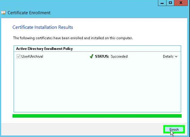 The enrollment status is Succeeded alt text