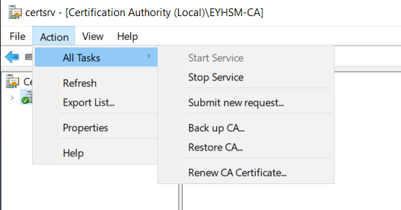 View the CA name, provider, and certificate thumbprint alt text