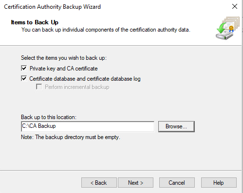 Find the unique container name of the CA key alt text