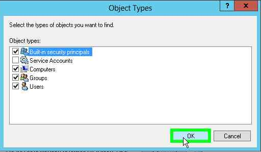 Select the Computers check box in Object Types alt text