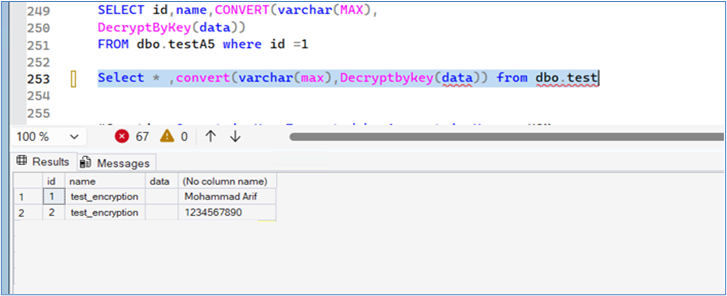 Decrypt Full Column Using Symmetric Key alt text