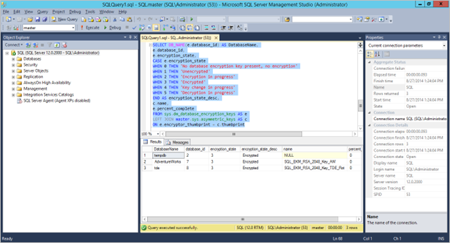 Verify TDE Migration Status alt text
