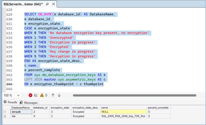 Verify TDE Key Rotation Progress alt text