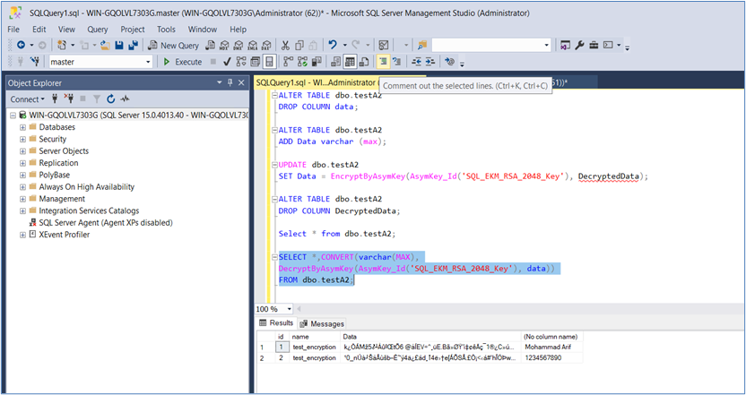 Validate Encrypted Column alt text