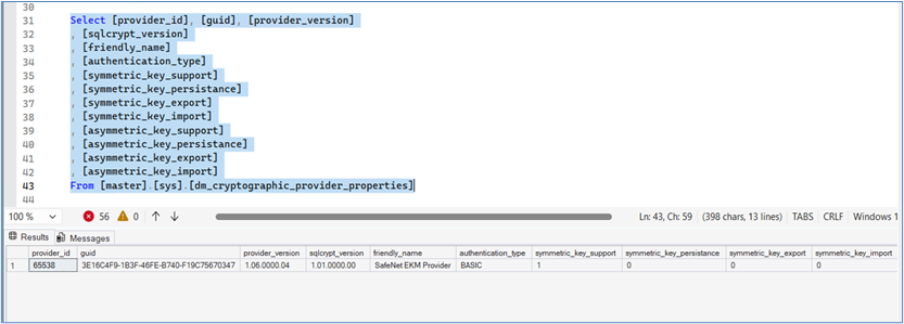 Verify EKM Provider Properties alt text