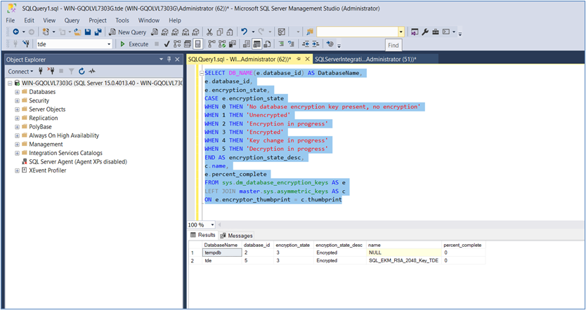 Verify TDE Status alt text