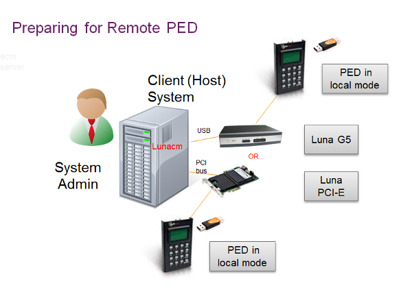 Illustration of equipment and relationships in preparing for Remote PED operation