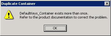 Duplicate Container Error