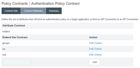 Authentication Contract Attributes