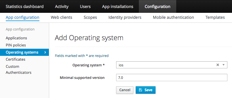Add Operating System configuration