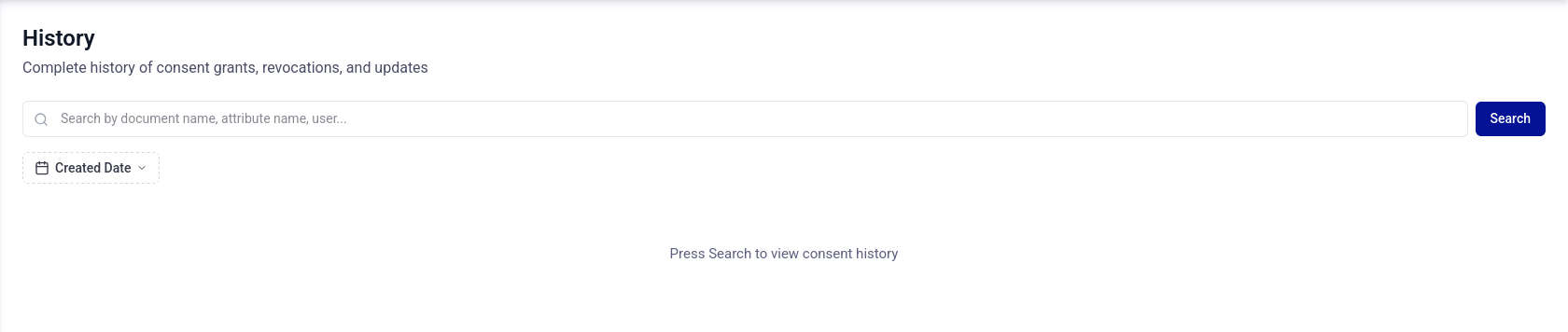 Consent history page