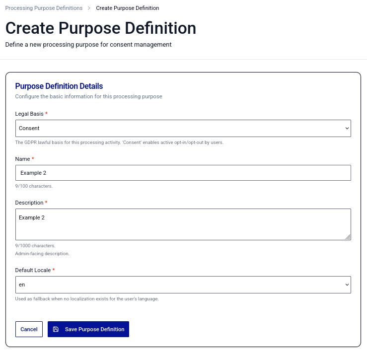 Create purpose definition