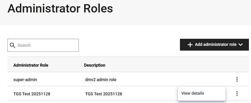 View admin role details