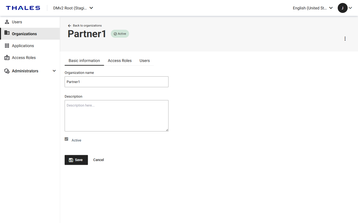 Active check box on the Basic information tab