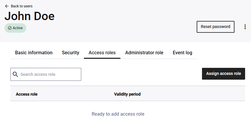 Access roles tab